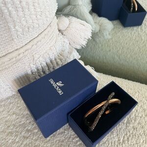 Swarovski Rose Gold and Smokey Crystal Crossover Bracelet